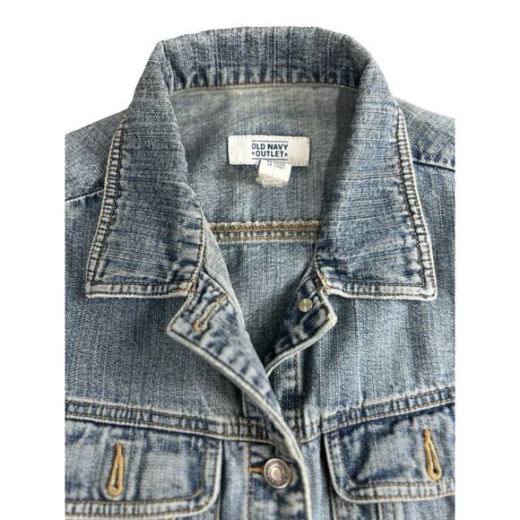 Vintage Y2K Old Navy Trucker Denim Jacket Sz M Light Blue Jean Wash - Picture 4 of 8